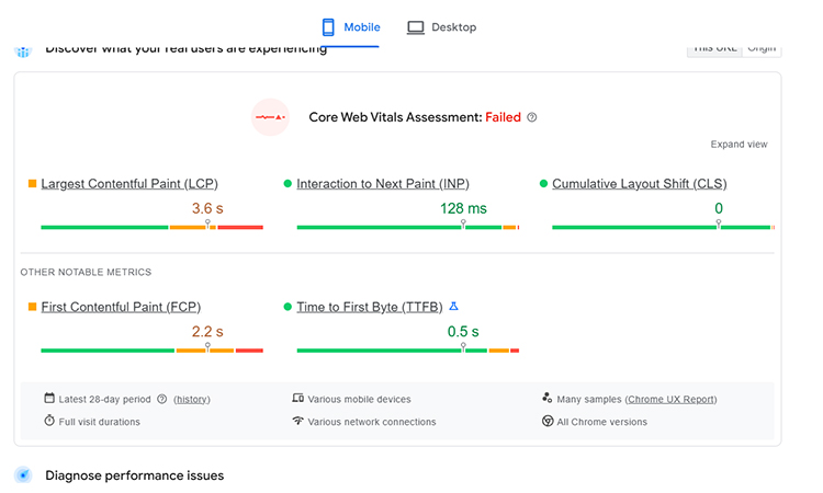 core web vitals assesment