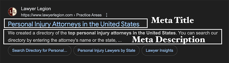 meta title and meta description