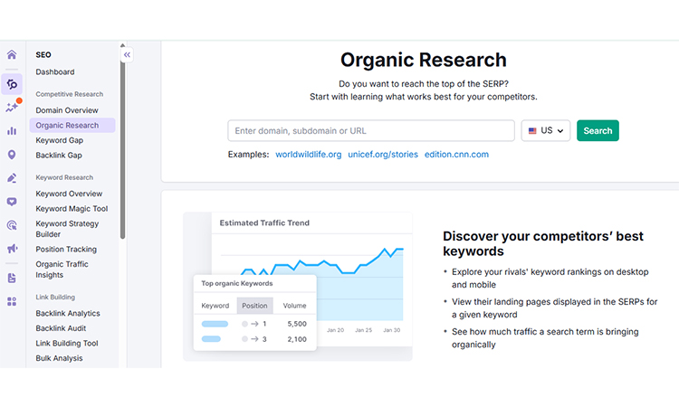semrush organic research 