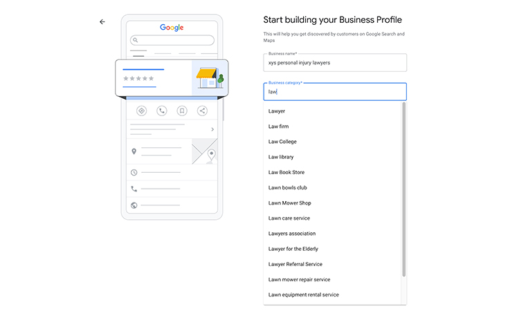 enter business name and category