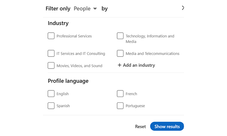 sort industry in linked in