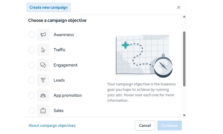 define your goal in Facebook ad campaign 