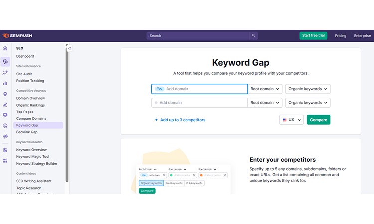 Search competitor keywords